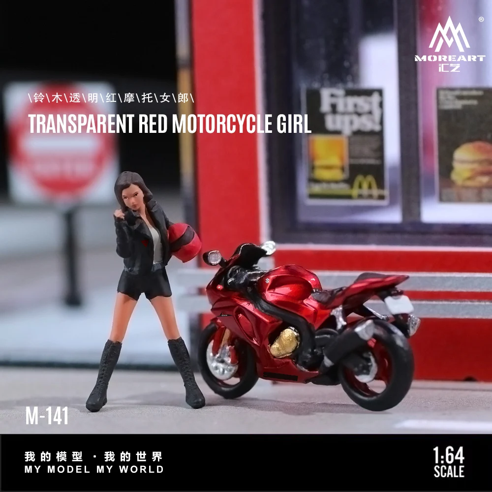 

MoreArt 1:64 красный мотоцикл, экшн-фигурка, модель из смолы, миниатюрное украшение сцены, подарок и дисплей