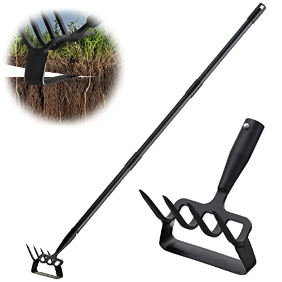 

Garden Hoe, Heavy Duty Hula Hoe Garden Tool for Weeding, 62 Inch Cultivator Stirrup Hoe with Adjustable Long Handle, Action Scu
