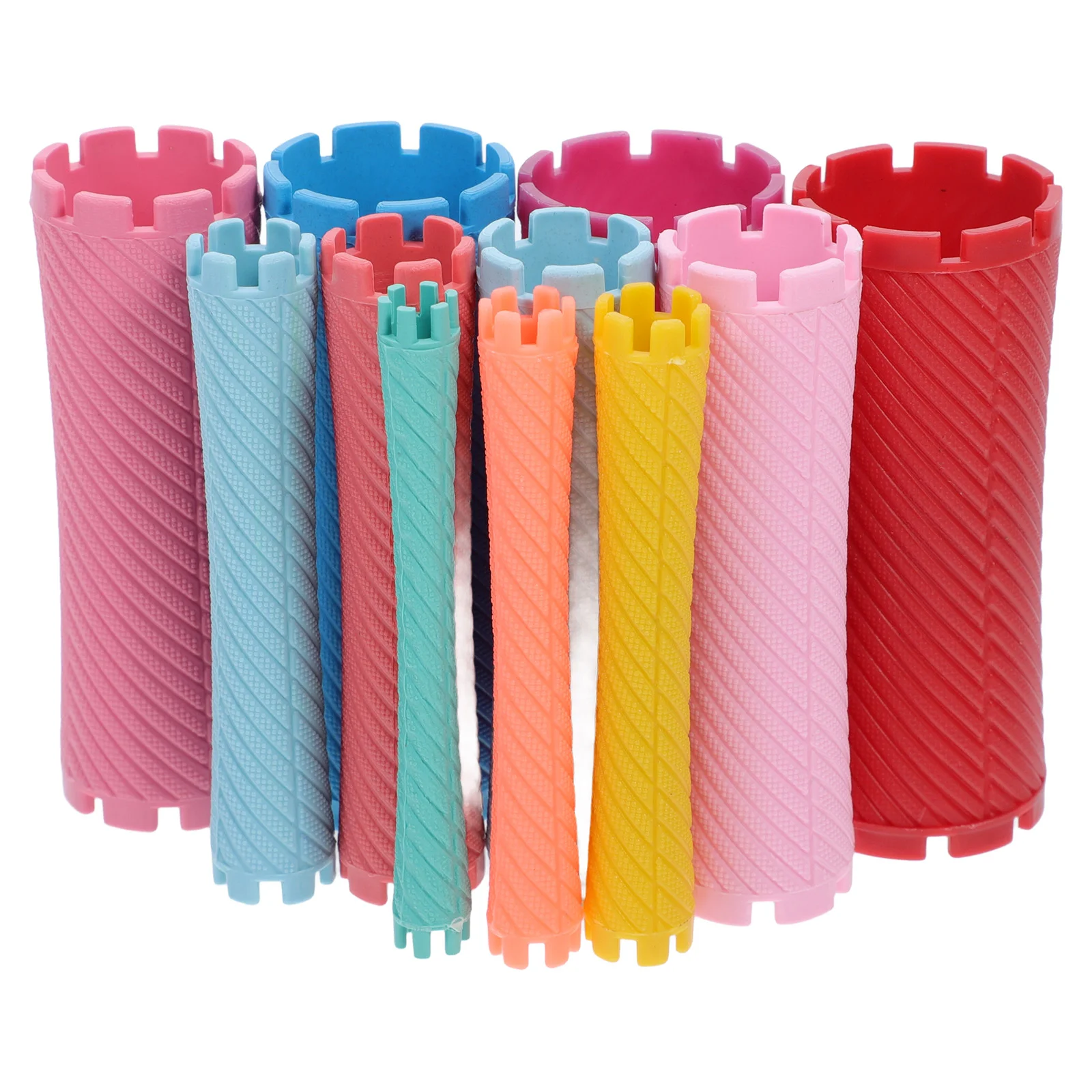 100pcs Hair Curler Rods 3 Colors Double Gear Spiral Perm Sticks Non Flexible Salon Tools ABS Material Heat Resistant