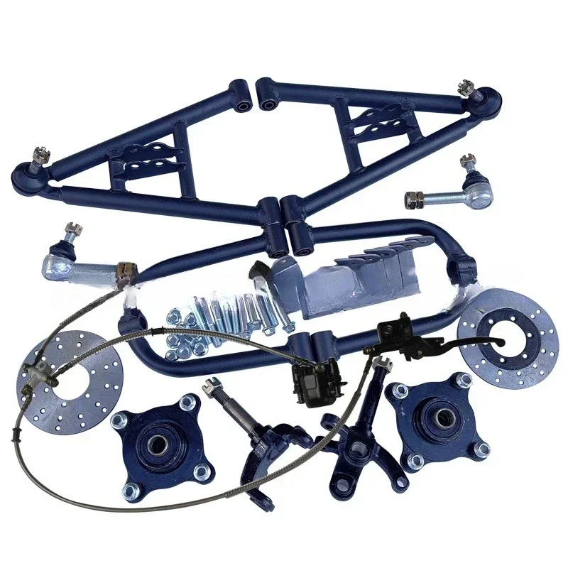 Homemade four-wheeled steel pipe car beach kart modified front rocker arm hanging claw flange one-to-two disc brake lifting ear
