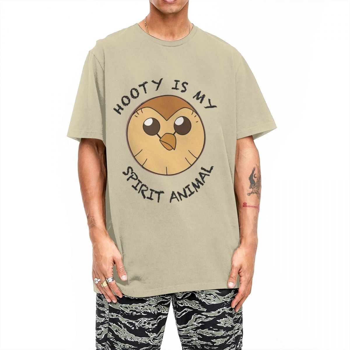 Men Women T-Shirts The Owl House Hooty Is My Spirit Animal Pure Cotton Tee Shirt Short Sleeve T Shirts Round Neck Clothes