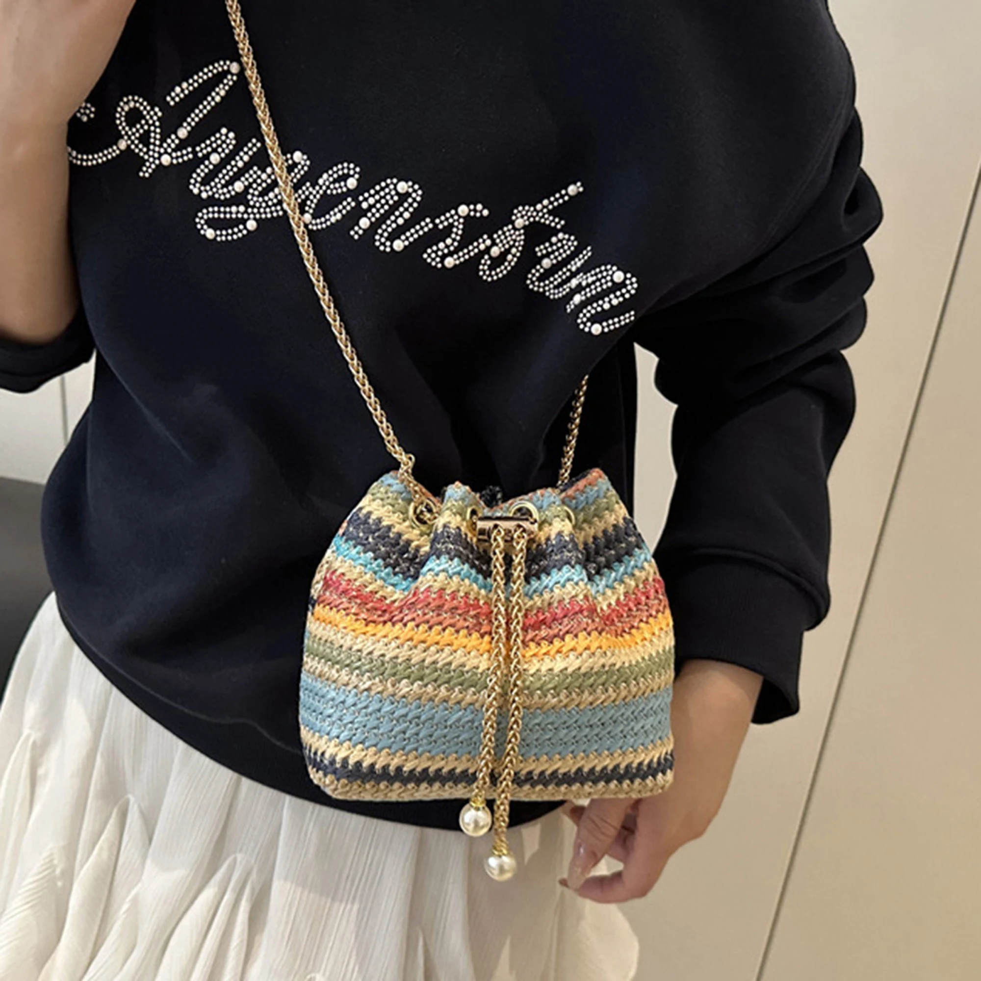 Tas Selempang Kulit Bergaya dengan Detail Rumbai Dompet Bahu Ringkas untuk Tas Messenger Modis Wanita