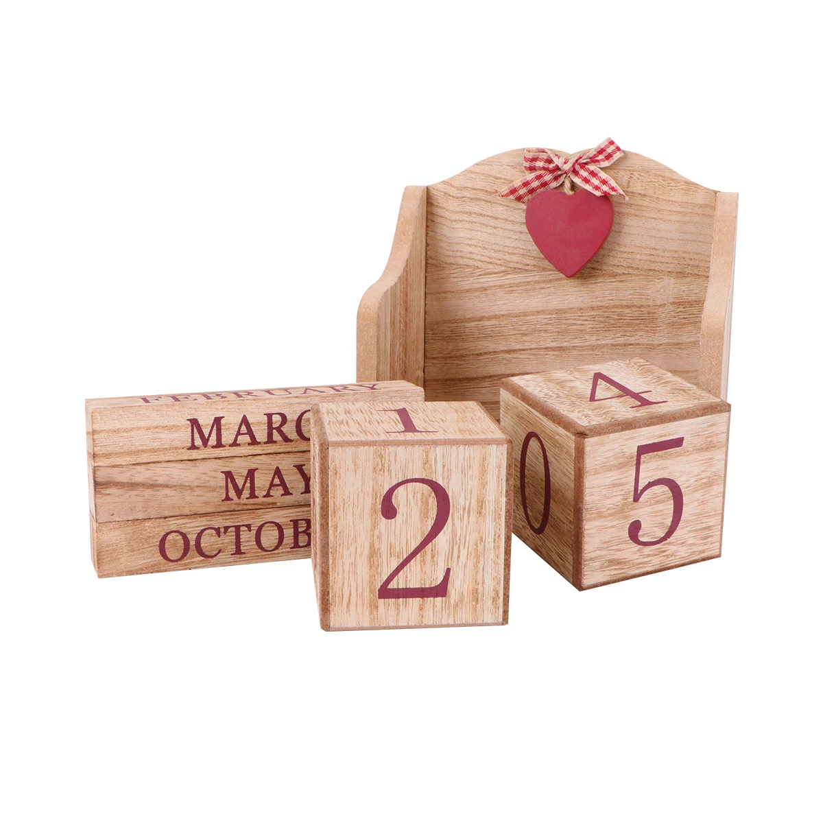 

Wooden Perpetual Calendar Vintage Desk Decor Retro European Style Handmade Date Changer Bamboo Photography Prop