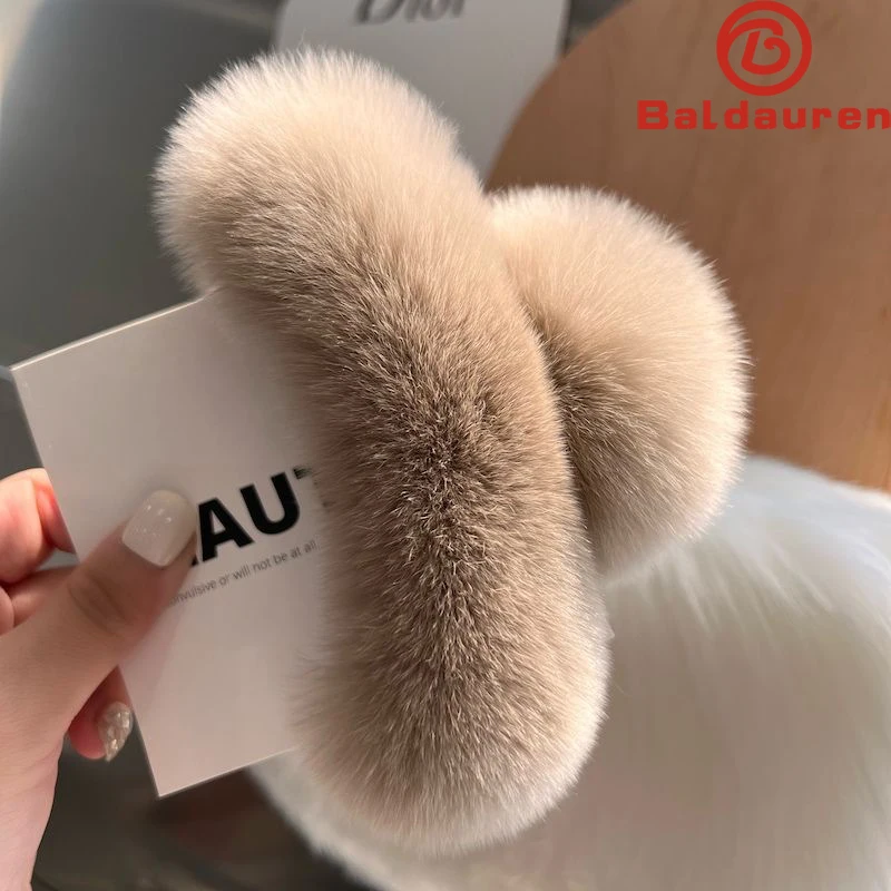 

Hairpin Cute Plush Rex Rabbit Fur Hair Claw Women Elegant Temperament Real Rex Rabbit Fur Hairgrips Fashion Hair Accessories