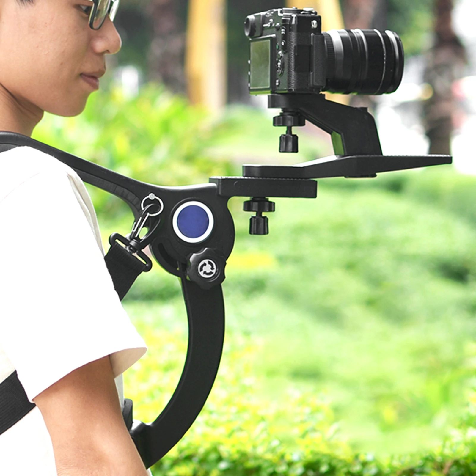 SR-500 Black Outdoor DSLR Camera Strap Photography Shoulder Shock Absorber Bracket Support Stabilizer Rig