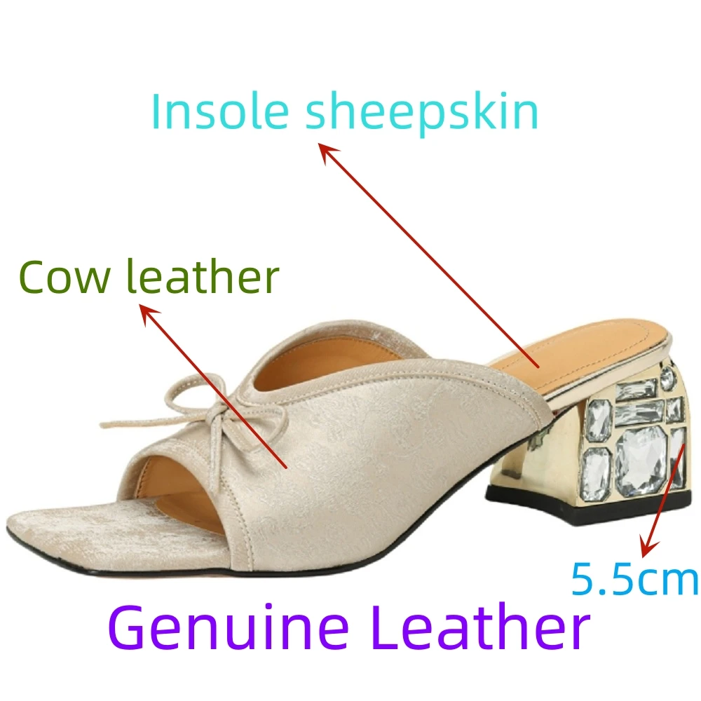 【JOCHEBED HU】New Women Genuine Leather Shoes for Women Square Toe Chunky Heel Slippers Concise Cover Toe Slingback Modern Sandal