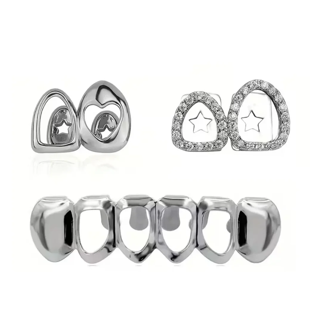 3-teiliges Unisex Hip-Hop-Zahnschmuck-Set mit Glanz-Effekt für Halloween-Auftritte und Feiertagsgeschenke – Detail 5