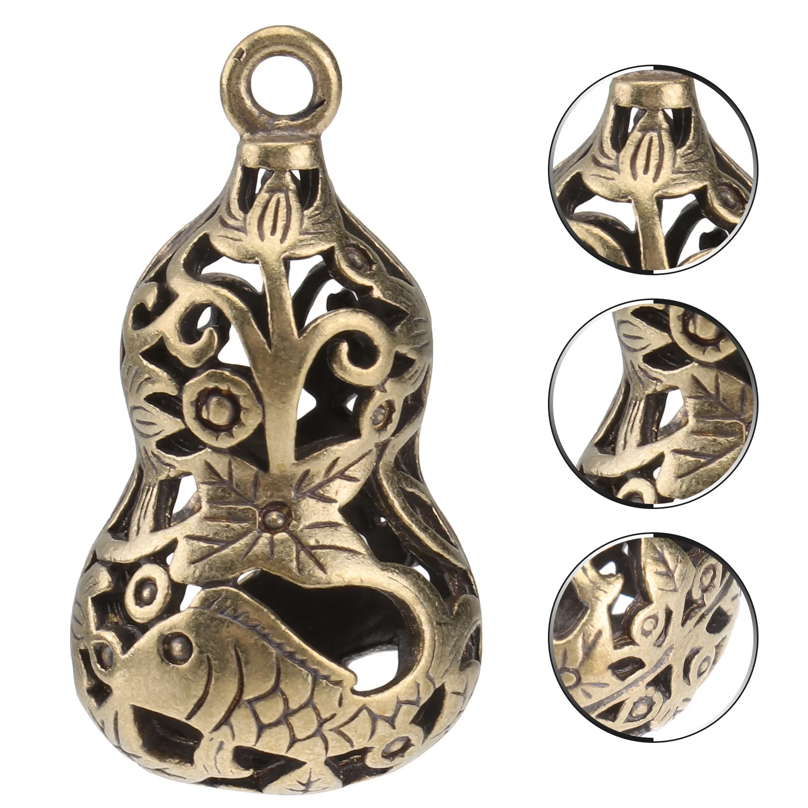 Fugui Hollow Gourd Brass Calabash Pendants Hanging Keychain Ornaments DIY Accessories Design Rings