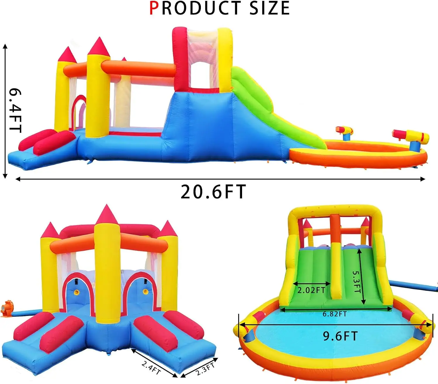 Umbalir InfIatable Bonuce House with 4 Slides & Large Splash Pool | Water Park with Ultra-wide Climbing Wall,Bouncer,Water Canno