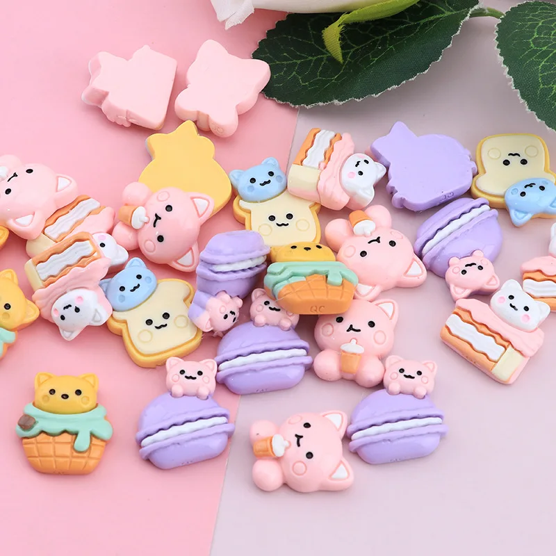 10Pcs Cartoon Hue Food And Play Resin DIY Storage Box Shoes Hat Icebox Barrette Mobile Phone Case Scrapbook Flat Back Patch