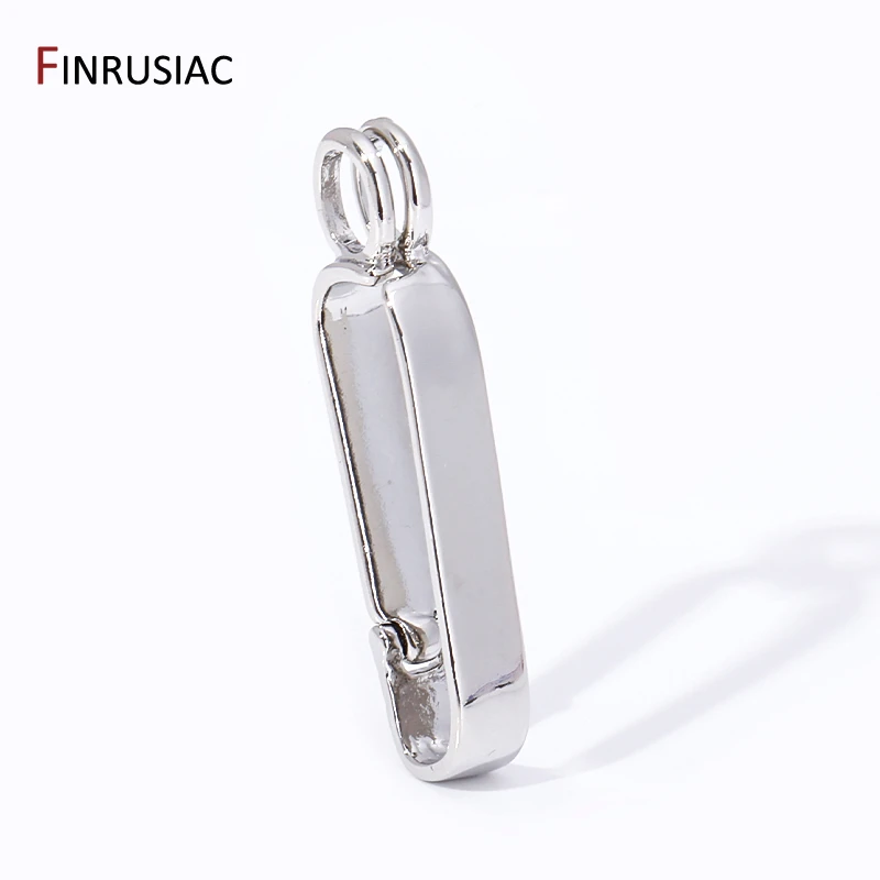 Potenziatore per collana con cerniera liscia in ottone placcato rodio all'ingrosso, fermagli a clip per ciondolo per forniture per la creazione di gioielli fai da te