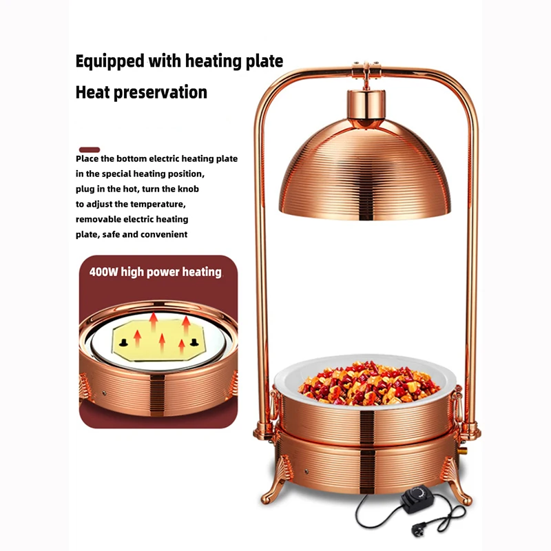 6L Electric Food Heater Buffet Set Dining Rose Gold Stainless Steel Food Station Food Light Supply Heating Stove Buffet Stove