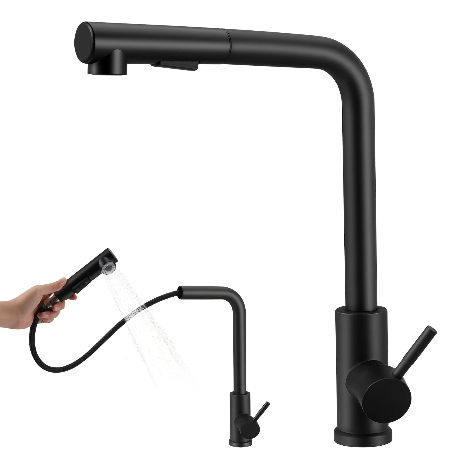 

Kitchen Faucet With Pull Out Spray Sink Stainless Steel Pull Down Retractable Kitchen Tap 360° Rotation Hot Cold Water Faucets