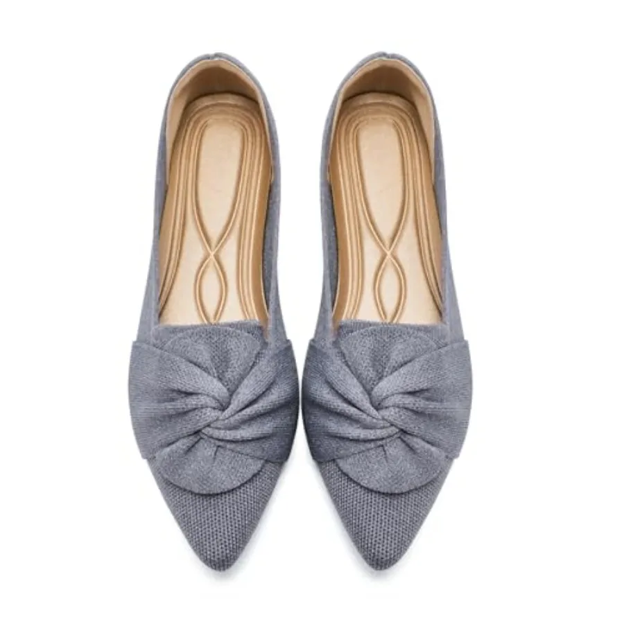 

Туфли-балетки HIULYCENCE для женщин с острым носком и бантом, удобные трикотажные нарядные балетки