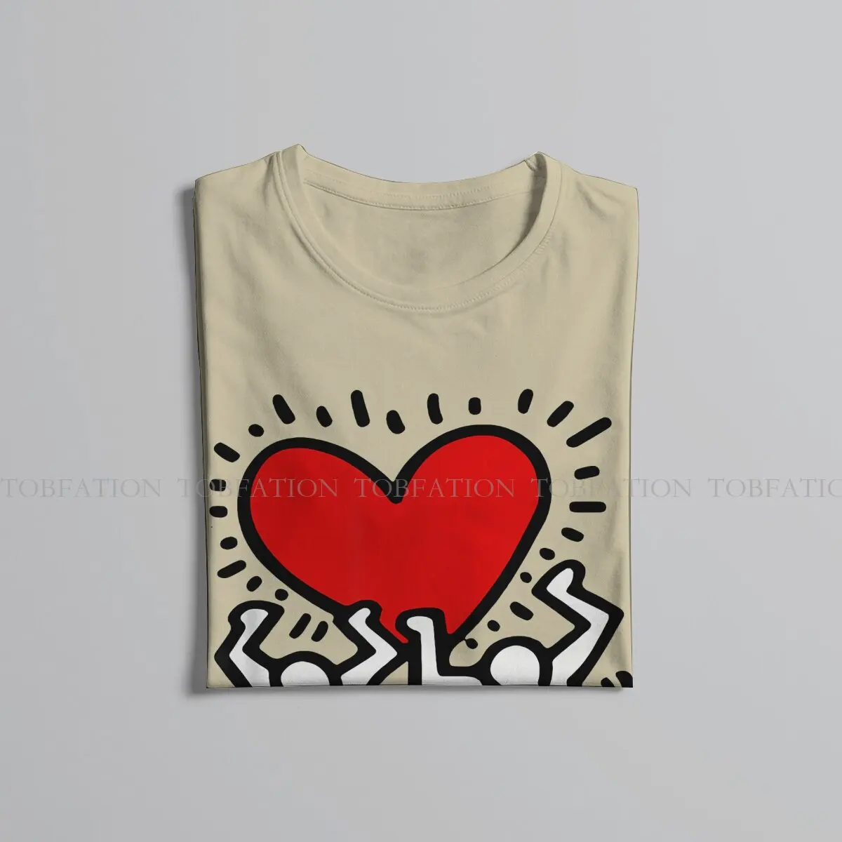 Haring Geometric Graffiti Heart Retro T Shirt Punk Men\'s Tees Summer Cotton Clothing Harajuku O-Neck TShirt