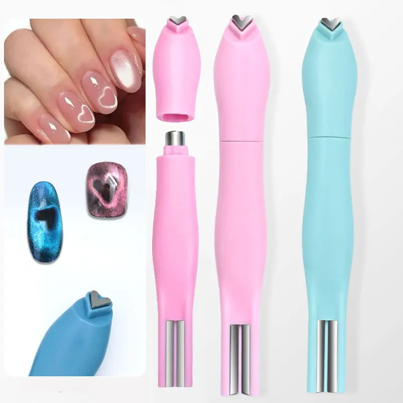

3D Love Heart Nail Magnet 3in1 Cat Eye Effect Double Line Snake Moon Pattern French Nail UV Attraction Magnetic Stick Manicure