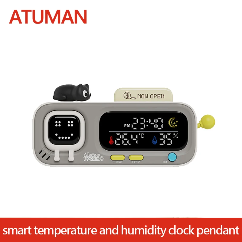 Reloj Inteligente de Temperatura y Humedad para Escritorio DUKA MOODA, Medidor Digital Eléctrico de Temperatura y Humedad para el Hogar, Recordatorio Inteligente y Divertido