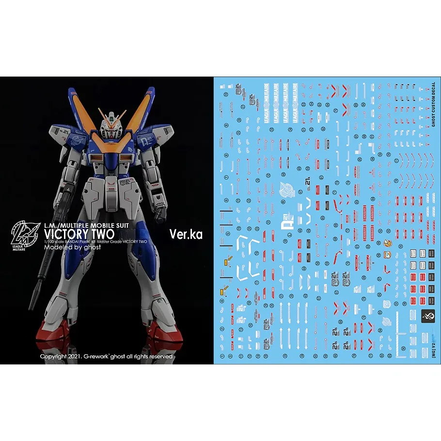 YAN Water Decals for MG 1/100 Victory Two V2 Ver.ka Mobile Suit Model Building Tools Hobby DIY Fluorescent Sticker