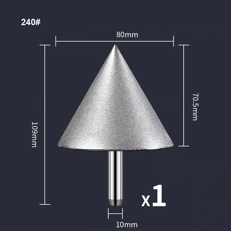 70mm 80mm 60 Degree Conical Electroplated Diamond Chamfering Tool for Electric Grinder Hole Opener For Glass and Metal 80# 240#