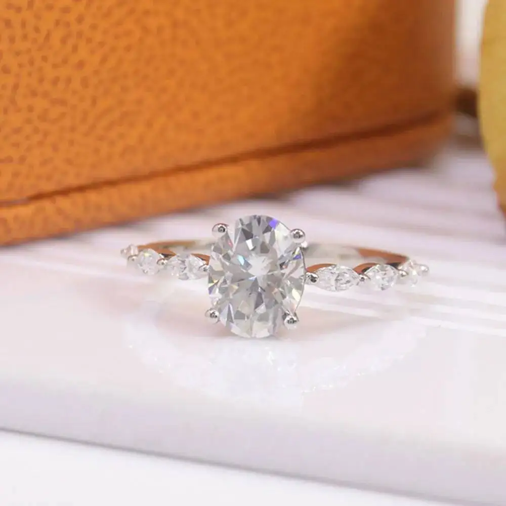 

JoiasHome 1Ct Oval Cut Moissanite Engagement Rings Women S925 Sterling Sliver Plated 18K White Gold Promise Ring For Her Gift