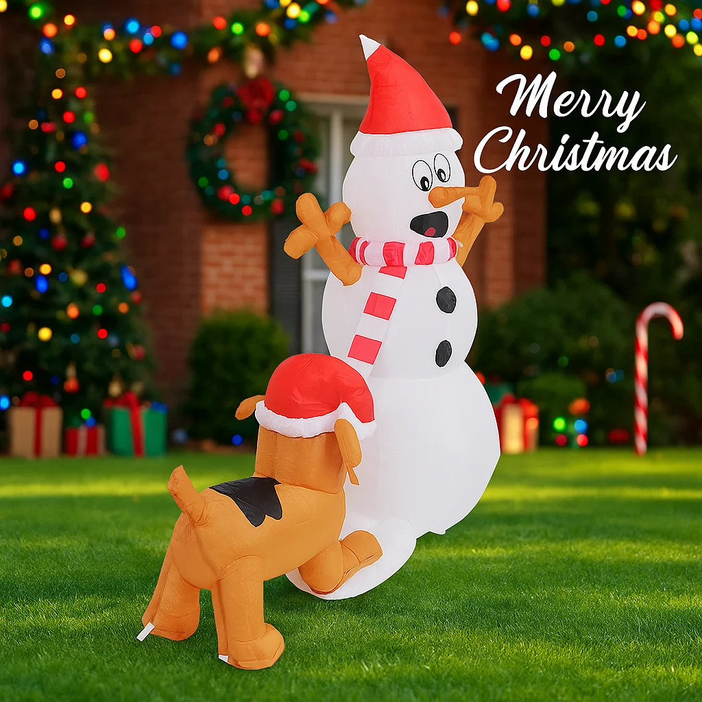 3.9FT عيد الميلاد نفخ ثلج الكلب نموذج عيد الميلاد ساحة الحديقة عطلة ديكور المنزل لوازم الحفلات حلية هدية احتفالية LED مضاءة