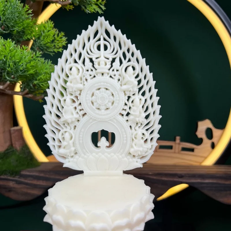 Lotus Base Solid Wood Guanyin Bodhisattva Sitting Buddha Statue Base Support Ornaments Hand Office round Worship Altar Heighteni