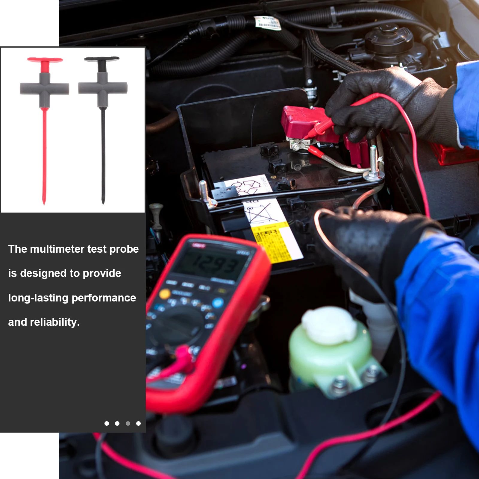 

2pcs Multimeter Test Probes Non piercing Hook Needles Black Red Electrical Testing Lead Probe Tips Versatile Safety