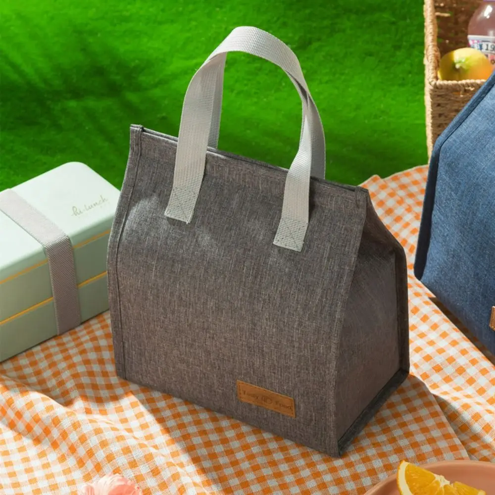 Food Bag Insulation Package Solid Color Food Hand Bags Waterproof Lunch Bag Thermal Breakfast Organizer Tote Canvas Lunch Bag