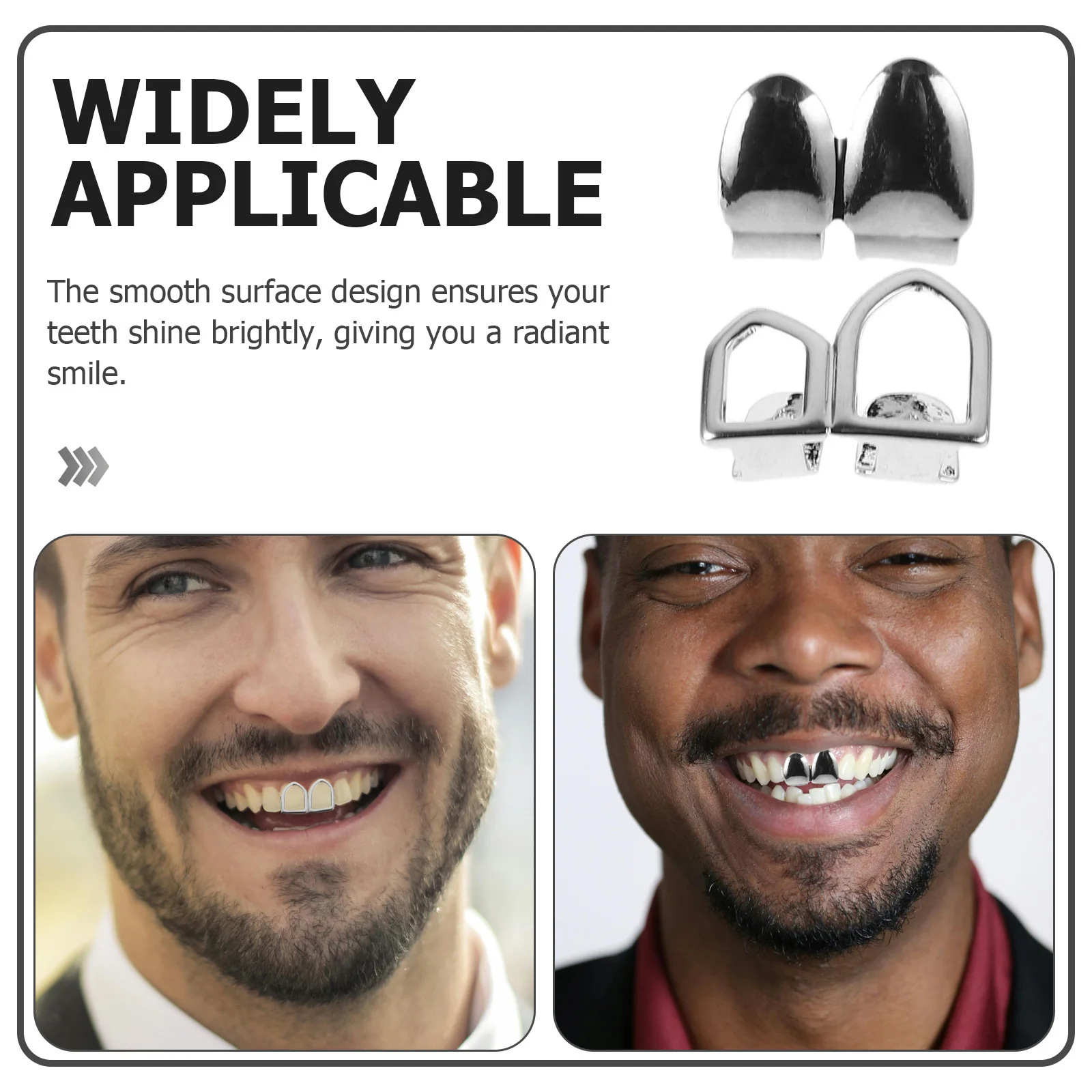 힙합 치아 그릴 1쌍, 속이 빈 디자인 금속 치아 캡, 편안한 착용감, 파티 코스프레용 입 그릴, 힙합 용품, 래퍼용