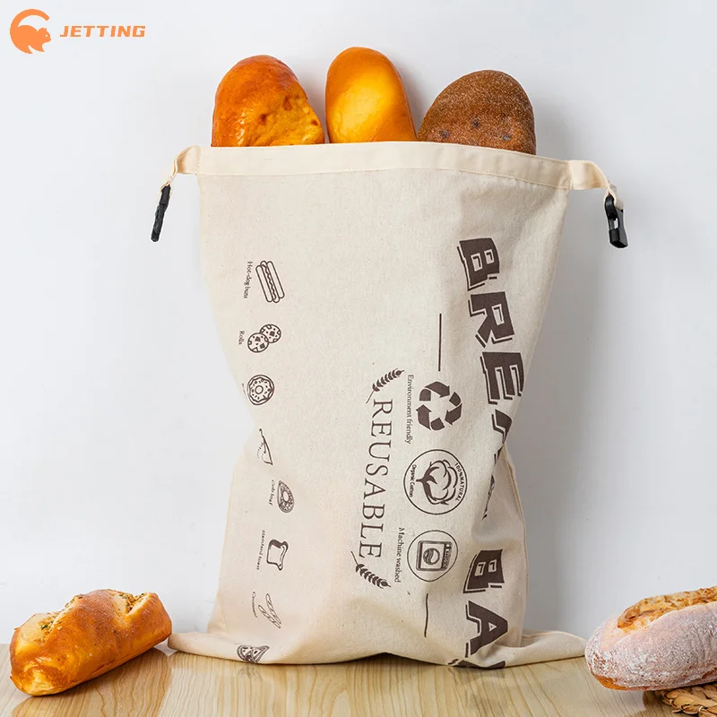 1 Pcs Reusable Cotton Cloth TPU Oil Proof Pocket Bread Bags With Release Buckle Closure Kitchen Sourdough Bread Storage Bags