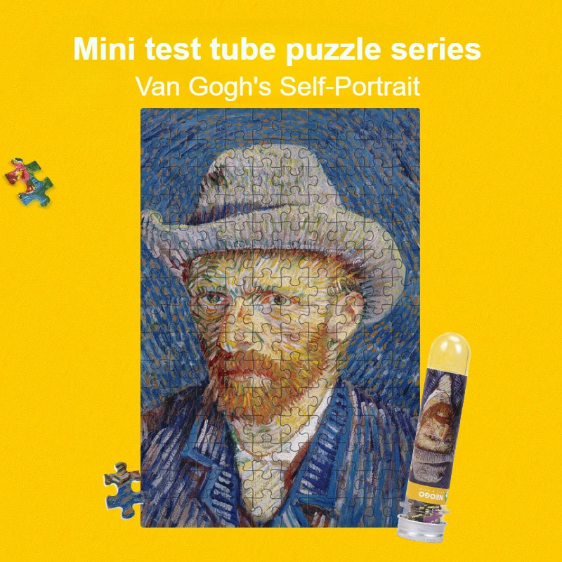 150pcs Mini Puzzle Van Gogh's self portrait World Famous Paintings Test Tube Puzzle Paper Toy Pocket Portable Puzzle