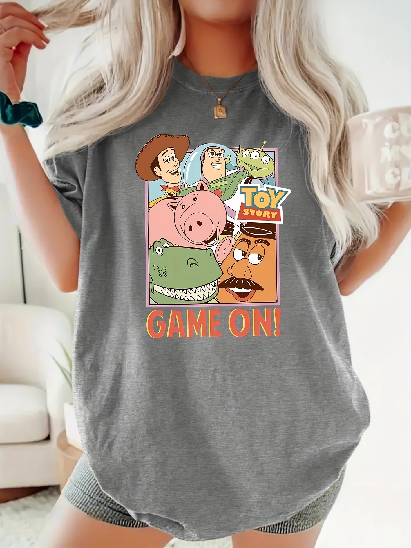 لعبة ديزني توي ستوري وودي، باز لايت يير، كائن فضائي، هام، ريكس، سلينكي دوج آند مستر. تي شيرت برسومات رأس البطاطس - كاجوال عتيق #3