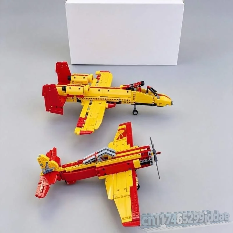 NEW 1100Parts Firefighter Aircraft Thunderbolt Model Custom Puzzle DIY Creative Assembly Educational Building Blocks Toy Gifts