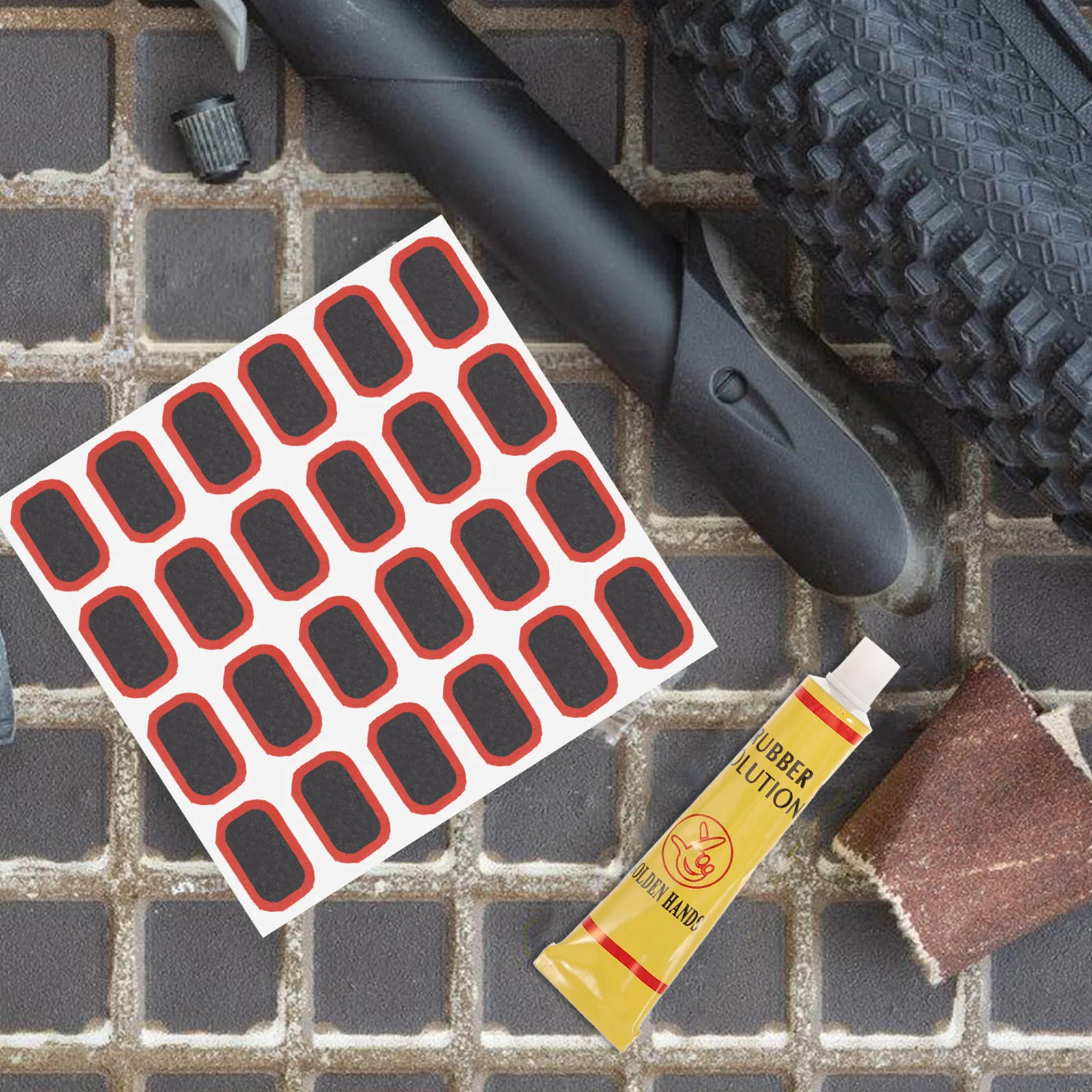 

1 set Bike Patch Kit Repair Tool Metal Files Pre-Taped Tire Repair Patches For Mountain Road Bicycle Tubes No Glue Needed Easy