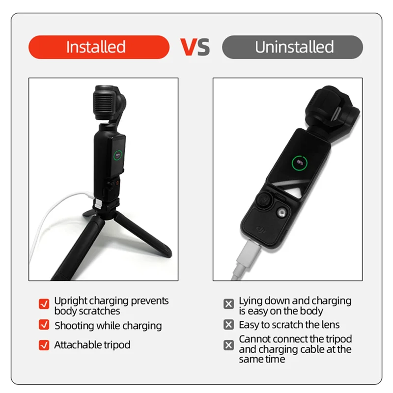Qy-Mount محول موصل مع ترايبود 1/4 كاميرا ذات محورين الإفراج السريع قوس كاميرا شحن قاعدة ل DJI OSMO Pocket 3