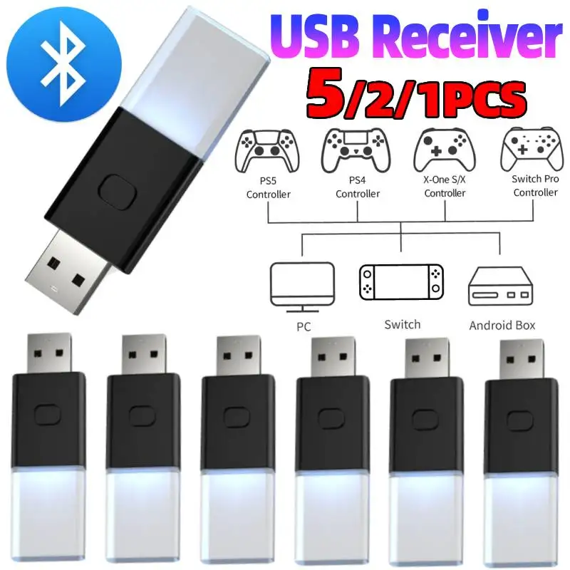 1/2/5 قطعة USB استقبال سماعة لاسلكية تعمل بالبلوتوث محول أذرع التحكم في ألعاب الفيديو دونغل استقبال للتبديل Xbox ONE S/X الألعاب الملحقات