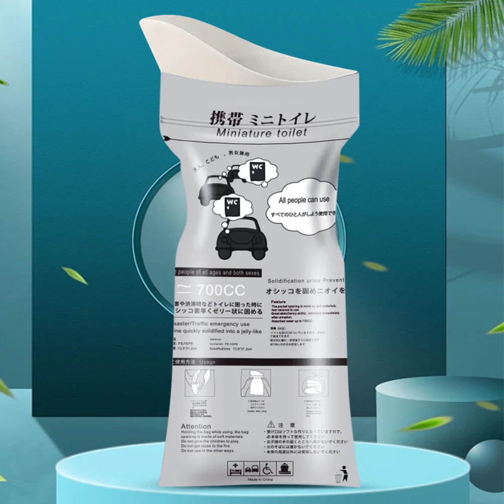Tas urin darurat uniseks, perjalanan Mini Mobile Toilet anti bocor luar ruangan Toilet darurat untuk pria wanita anak-anak pasien 700ML