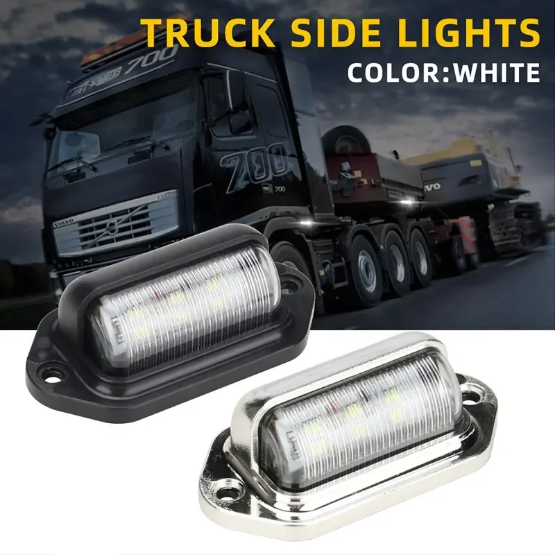 

2pcs Truck Side Marker Lights 6 LED Bulbs 12V 24V For SUV Truck Trailer Van Tag Step Lamp Motorcycle Signal Lamp Universal