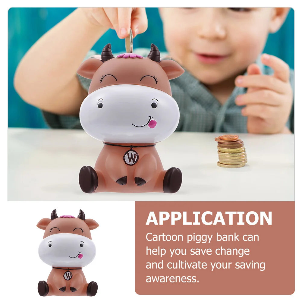 

1Pcs Cartoon Bull Saving Pot Kids Coin Bank Creative Home Decoration Cute Money Container Desk Ornament for Children
