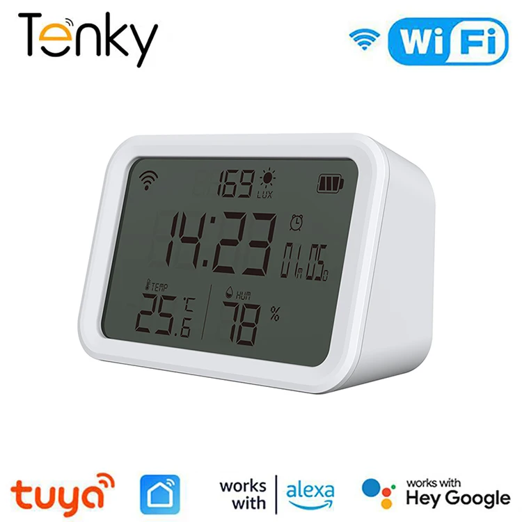 

Tuya Wifi Smart Temperature And Humidity Sensor Lux Light Detector Indoor Hygrometer Thermometer LCD Screen Works With Alexa