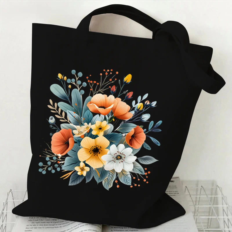 Elegant Wildflowers Handbag Women Vintage Aesthetics Plant Design Shopping Bags Reusable Tote Bag Female Floral Shoulder Bag image 3
