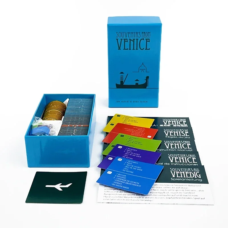 Jeu de société de stratégie sur le thème de Venise pour 2 à 5 joueurs, Souvenirs de Venise, 30 minutes de jeu, jeu de table pour famille et amis