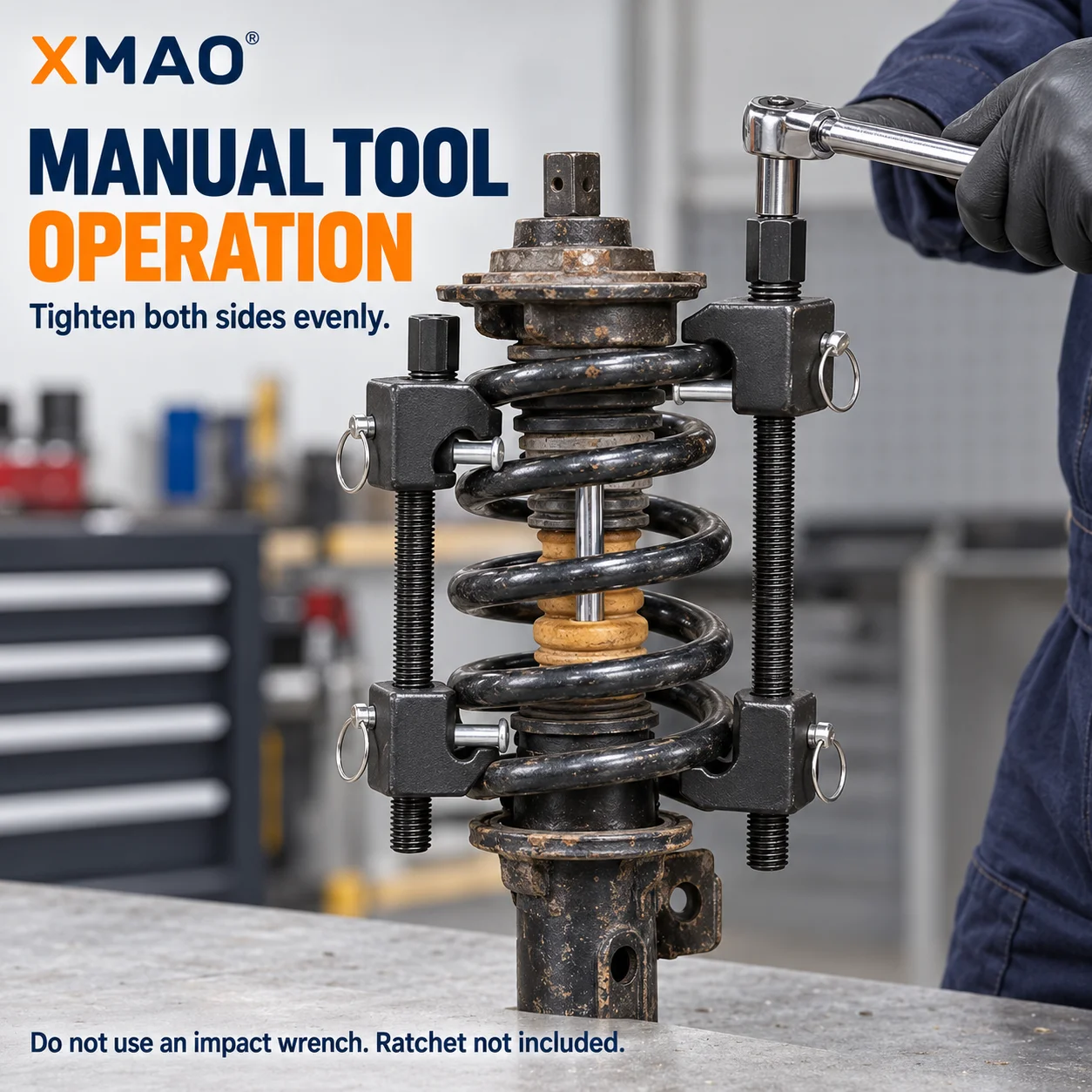 XMAO 2PCS Alloy Steel Spring Compressor Set 300mm Coil Compression Tools with Retaining Pins and Case for MacPherson Strut Work