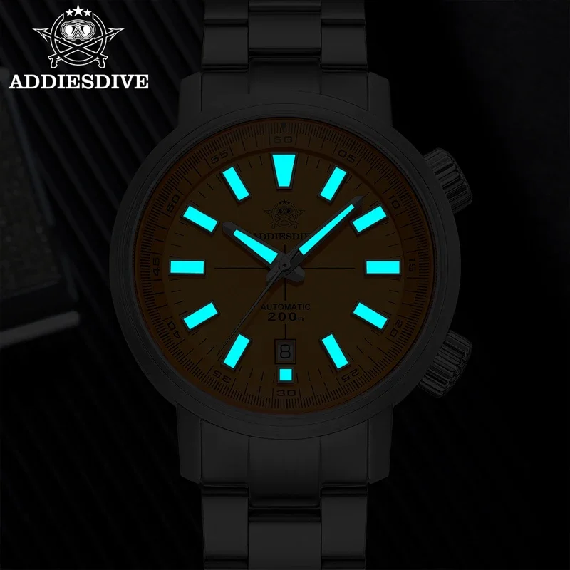ADDIESDIVE Men Diver Watch Waterproof 20Bar Luxury Sapphire Glass 42mm Orange BGW9 Luminous 8215 Automatic Mechanical Watch