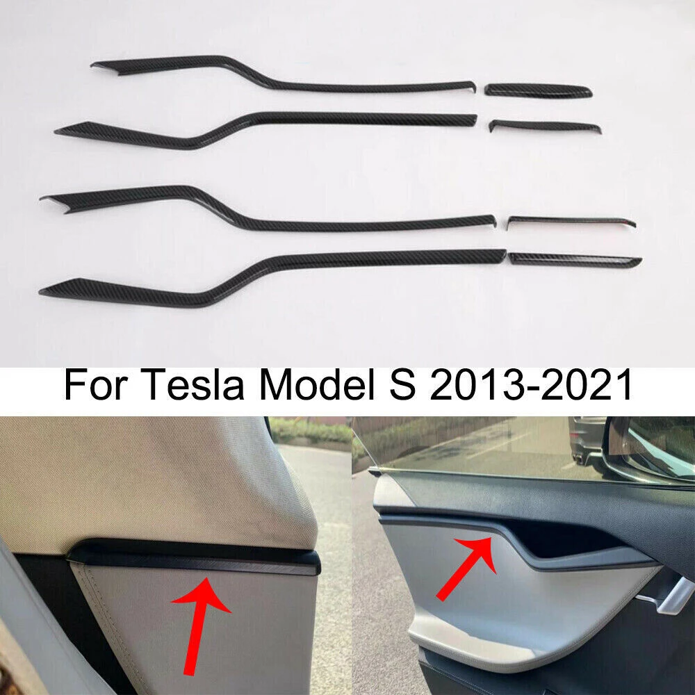 

Carbon Fiber Looks Interior Door Decorative Strip Trim Fit For Tesla Model S 2013-21