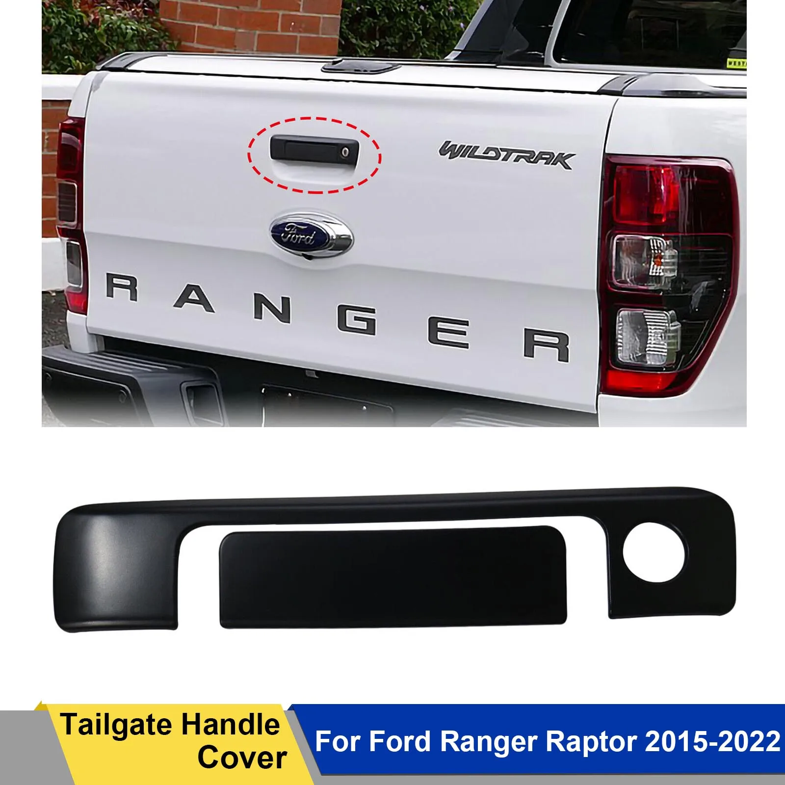 Rear Gate Handle Trim Guard Tailgate Handle Covers For Ford Ranger Raptor 2015-2022 For Ford Ranger T6 T7 T8 Wildtrak XLT XLS XL