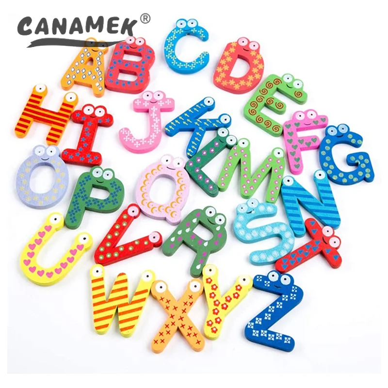 1Set Magnetic Learning Alphabet Letters Fridge Magnets Refrigerator Stickers Wooden Educational Kids Toys for Children