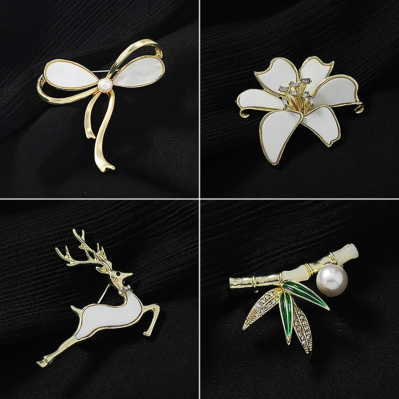 Creative Minimalist Flower Series Brooch Women Luxury Fashion Coat Pins Anti-glare Sweater Jacket Pin Accessories