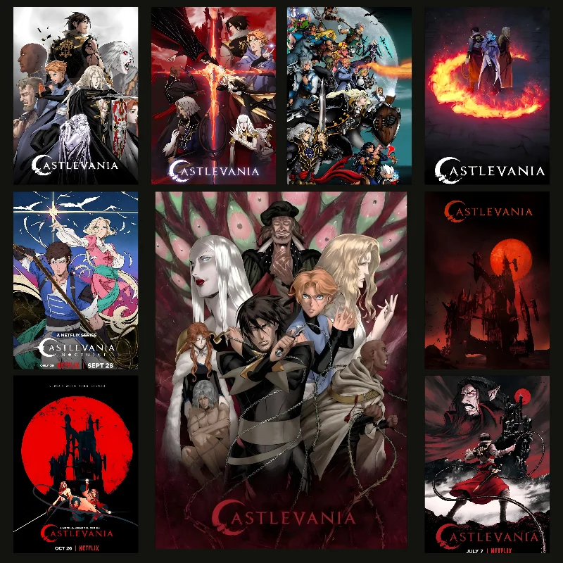 Castlevania Anime Poster Self-adhesive Art Waterproof Paper Sticker Coffee House Bar Room Wall Decor