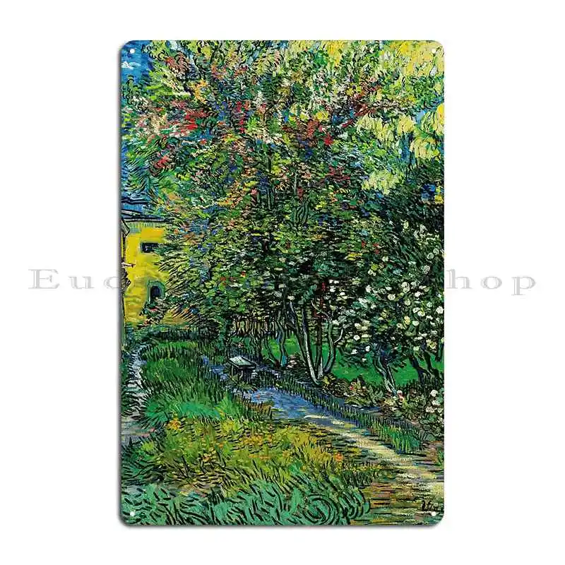 Vincent Van Gogh The Garden Of The Asylum At Saint Remy Saint Metal Sign Garage Wall Decor Designs Vintage Club Bar